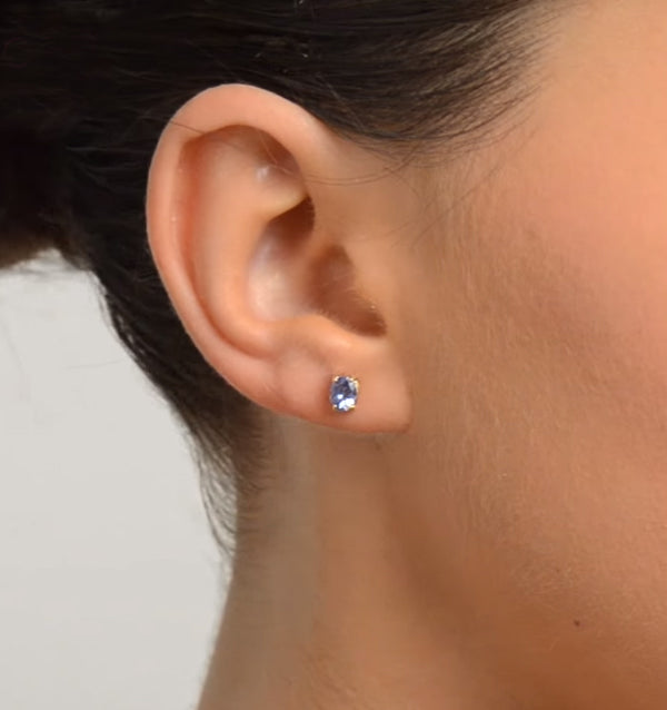 Tanzanite 5 x 4mm 9K Yellow Gold Earrings